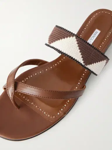 Manolo Blahnik Susastra 10 Leather Woven Sandals | Thumbnail 5