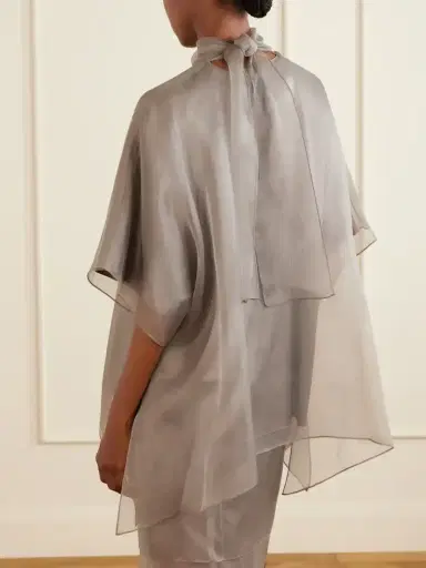 Brandon Maxwell The Cali Tie-detailed Layered Silk-organza Blouse | Thumbnail 3