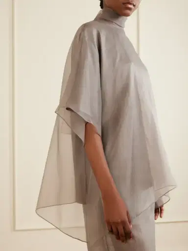Brandon Maxwell The Cali Tie-detailed Layered Silk-organza Blouse | Thumbnail 4