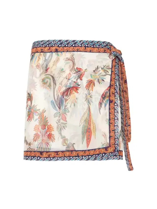 Printed Voile Mini Wrap Skirt