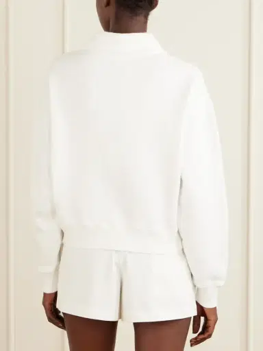 Sporty & Rich Embroidered Ribbed-detail Cotton Sweatshirt | Thumbnail 3