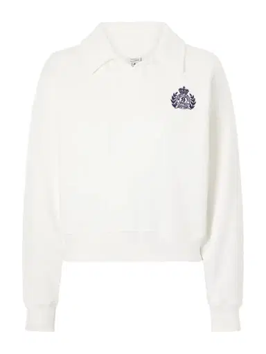 Sporty & Rich Embroidered Ribbed-detail Cotton Sweatshirt | Thumbnail 1