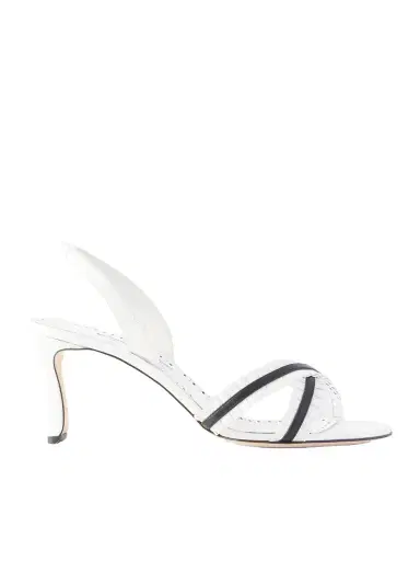 Manolo Blahnik Volusan 70 Ruffled Leather Sandals | Thumbnail 1 Manolo Blahnik Volusan 70 Ruffled Leather Sandals | Thumbnail 1