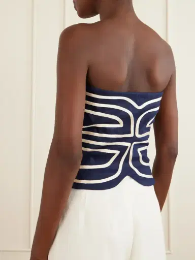 ANDRES OTALORA Serengeti Embroidered Linen-blend Top | Thumbnail 3