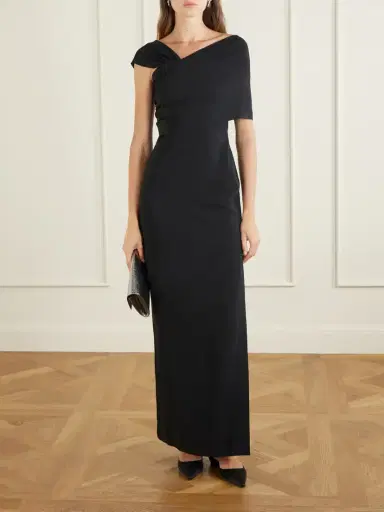 Oscar de la Renta Draped Asymmetric Cady Gown | Thumbnail 2 Oscar de la Renta Draped Asymmetric Cady Gown | Thumbnail 2