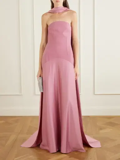 Solace London Mae Scarf-detailed Satin-trimmed Crepe Gown | Thumbnail 2 Solace London Mae Scarf-detailed Satin-trimmed Crepe Gown | Thumbnail 2
