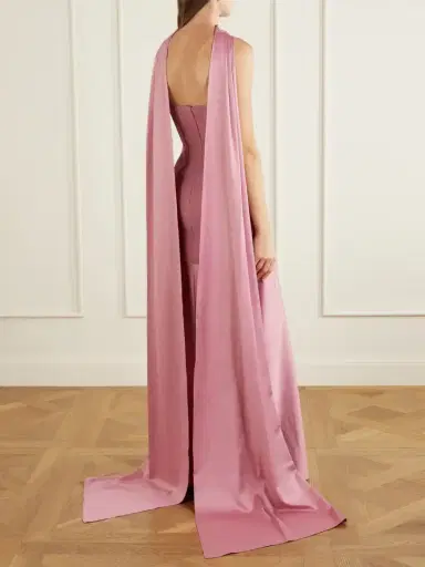 Solace London Mae Scarf-detailed Satin-trimmed Crepe Gown | Thumbnail 3 Solace London Mae Scarf-detailed Satin-trimmed Crepe Gown | Thumbnail 3
