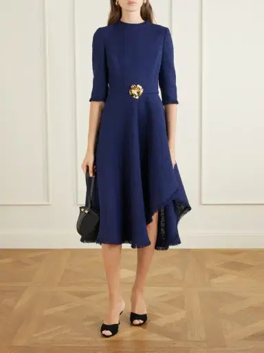 Oscar de la Renta Embellished Tweed Midi Dress | Thumbnail 2 Oscar de la Renta Embellished Tweed Midi Dress | Thumbnail 2