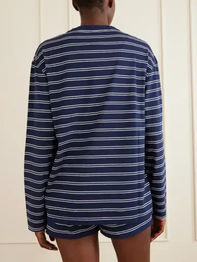 Sporty & Rich Logo-embroidered Striped Cotton-jersey Long-sleeve Top | Thumbnail 4 Sporty & Rich Logo-embroidered Striped Cotton-jersey Long-sleeve Top | Thumbnail 4