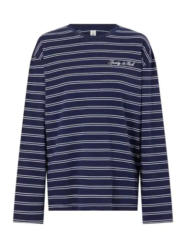 Sporty & Rich Logo-embroidered Striped Cotton-jersey Long-sleeve Top | Thumbnail 1 Sporty & Rich Logo-embroidered Striped Cotton-jersey Long-sleeve Top | Thumbnail 1