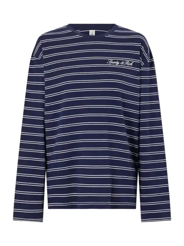 Logo-embroidered Striped Cotton-jersey Long-sleeve Top