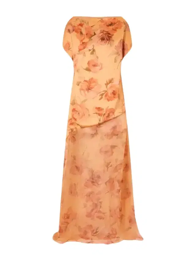 Dima Ayad Floral-print Chiffon-trimmed Satin Gown