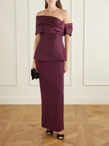 Solace London Lucine Off-the-shoulder Satin-twill Gown | Thumbnail 2
