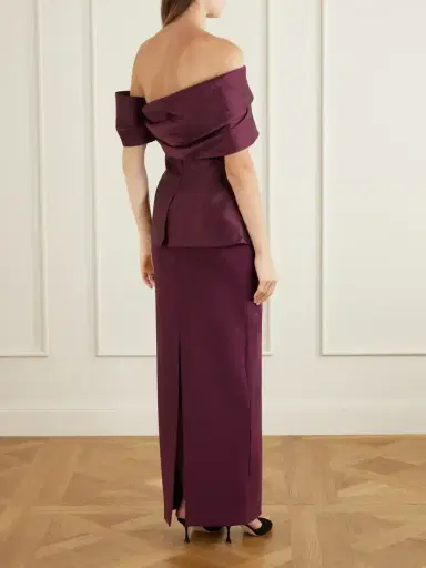 Solace London Lucine Off-the-shoulder Satin-twill Gown | Thumbnail 3