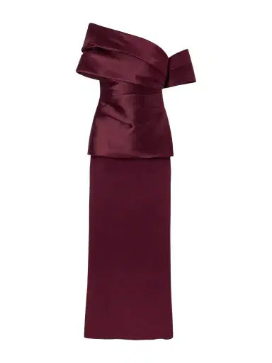 Solace London Lucine Off-the-shoulder Satin-twill Gown | Thumbnail 1