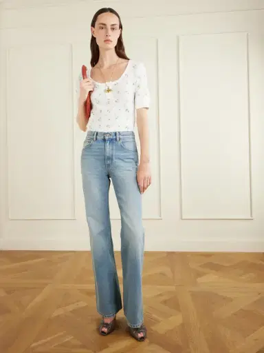 Chloé Floral-print Waffle-knit Cotton-jersey T-shirt | Thumbnail 2 Chloé Floral-print Waffle-knit Cotton-jersey T-shirt | Thumbnail 2