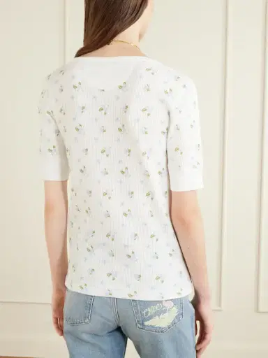 Chloé Floral-print Waffle-knit Cotton-jersey T-shirt | Thumbnail 4 Chloé Floral-print Waffle-knit Cotton-jersey T-shirt | Thumbnail 4