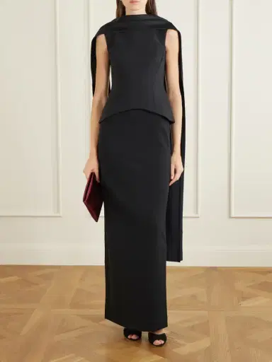 Solace London Annie Scarf-detailed Satin-trimmed Crepe Gown | Thumbnail 2 Solace London Annie Scarf-detailed Satin-trimmed Crepe Gown | Thumbnail 2