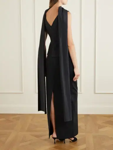 Solace London Annie Scarf-detailed Satin-trimmed Crepe Gown | Thumbnail 3 Solace London Annie Scarf-detailed Satin-trimmed Crepe Gown | Thumbnail 3