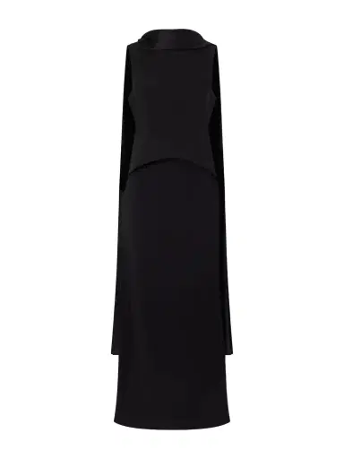 Solace London Annie Scarf-detailed Satin-trimmed Crepe Gown | Thumbnail 1 Solace London Annie Scarf-detailed Satin-trimmed Crepe Gown | Thumbnail 1