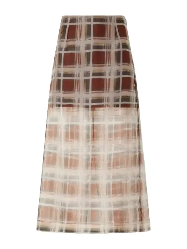 Frame Checked Silk-organza Midi Skirt