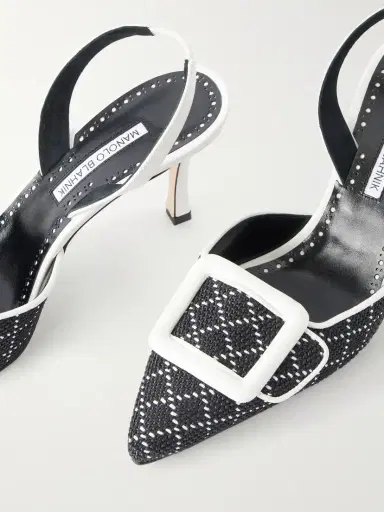 Manolo Blahnik Mayslibi 70 Woven Leather Slingback Pumps | Thumbnail 5