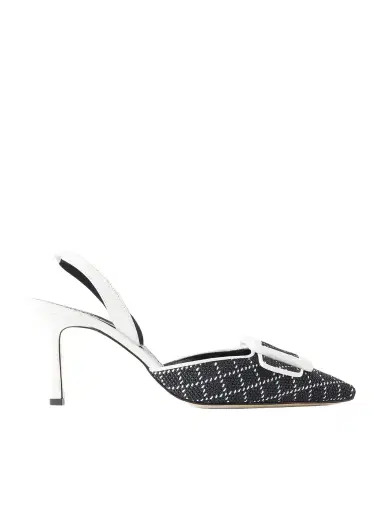 Manolo Blahnik Mayslibi 70 Woven Leather Slingback Pumps | Thumbnail 1