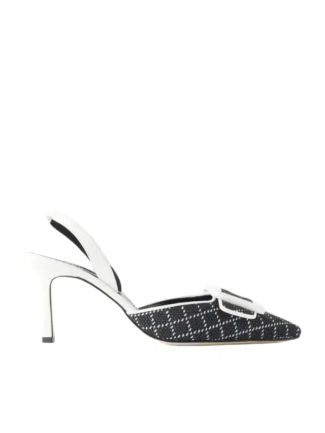 Manolo Blahnik Mayslibi 70 Woven Leather Slingback Pumps