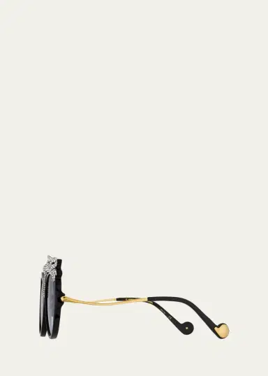 Anna-Karin Karlsson Rose et la Roue Round Crystal-Embellished Leopard Sunglasses | Thumbnail 3 Anna-Karin Karlsson Rose et la Roue Round Crystal-Embellished Leopard Sunglasses | Thumbnail 3