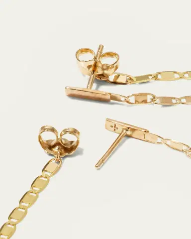 Lana 14K Gold Linear Malibu Dusters Front and Back Earrings | Thumbnail 4