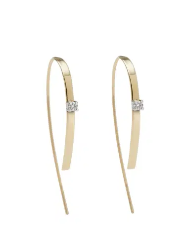 Lana 14K Gold Small Flat Forward Facing Hooked On Hoop Earrings with Diamonds | Thumbnail 1 Lana 14K Gold Small Flat Forward Facing Hooked On Hoop Earrings with Diamonds | Thumbnail 1