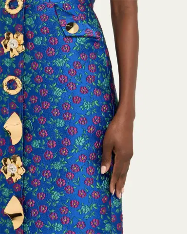 Harbison Quanta Floral Brocade Strapless Buttoned Gown | Thumbnail 5