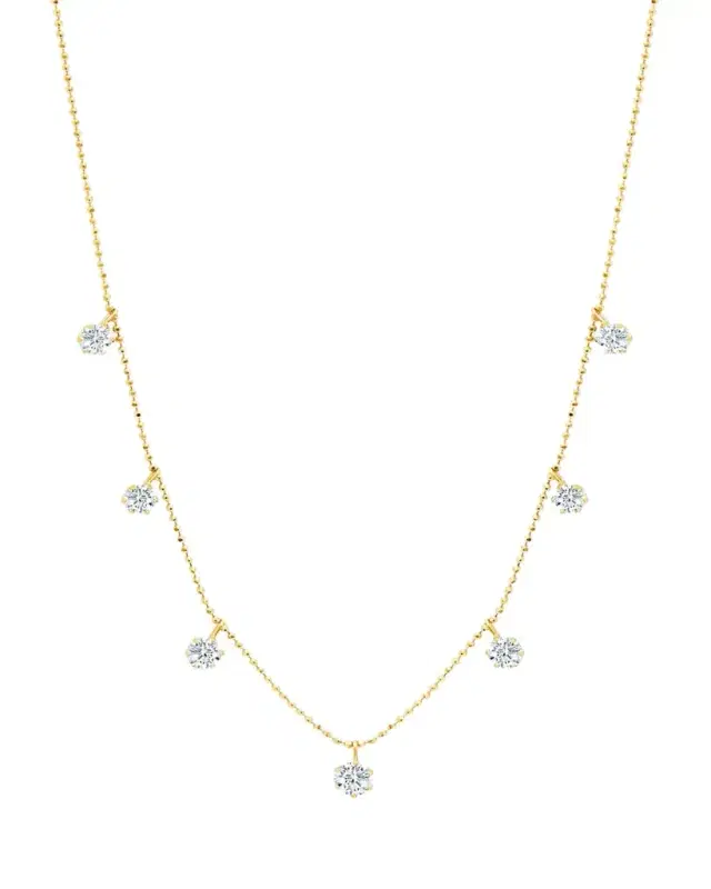 Graziela Gems 18K Yellow Gold Medium Floating Diamond Necklace