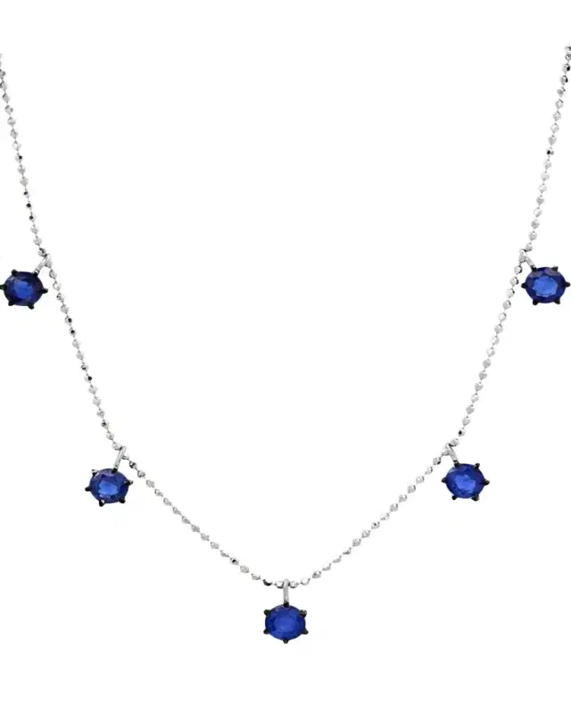 Graziela Gems 18K Blue Sapphire Floating Necklace