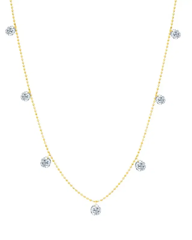 Graziela Gems 18K Yellow Gold Small Floating Diamond Necklace