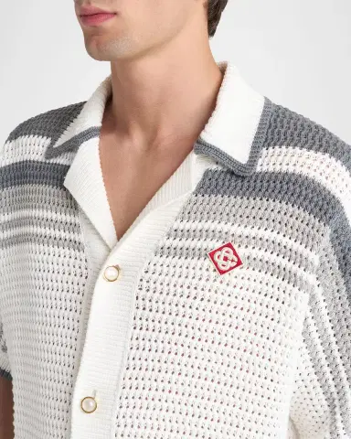 Casablanca Men's Cotton Crochet Short-Sleeve Tennis Shirt | Thumbnail 5