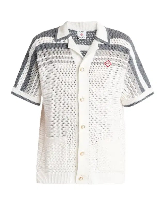 Casablanca Men 's Cotton Crochet Short-Sleeve Tennis Shirt