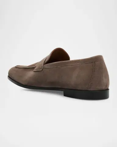 Ferragamo Men's Tiberio Kid Suede Micro-Gancio Penny Loafers | Thumbnail 3 Ferragamo Men's Tiberio Kid Suede Micro-Gancio Penny Loafers | Thumbnail 3