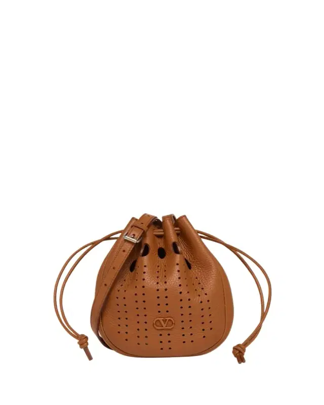 Valentino Garavani Men's Medium Drawstring Shoulder Bag in Grained Leather