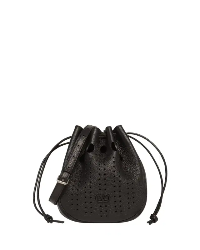 Valentino Garavani Men's Medium Drawstring Shoulder Bag in Grained Leather