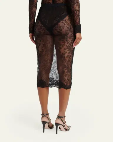Valentino Garavani Lace Bodycon Midi-Skirt | Thumbnail 3 Valentino Garavani Lace Bodycon Midi-Skirt | Thumbnail 3