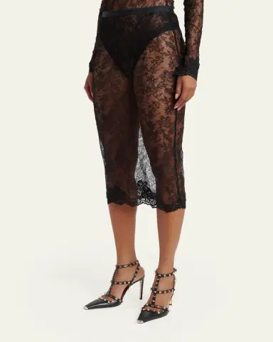 Valentino Garavani Lace Bodycon Midi-Skirt | Thumbnail 4 Valentino Garavani Lace Bodycon Midi-Skirt | Thumbnail 4