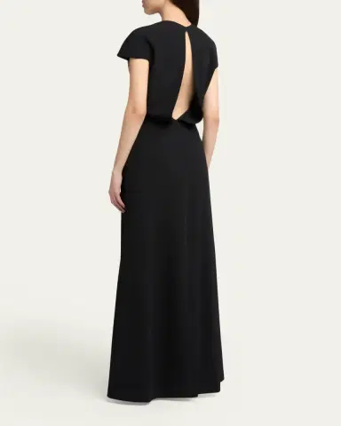 Jil Sander Open Back Short-Sleeve Long Wool Dress | Thumbnail 3 Jil Sander Open Back Short-Sleeve Long Wool Dress | Thumbnail 3