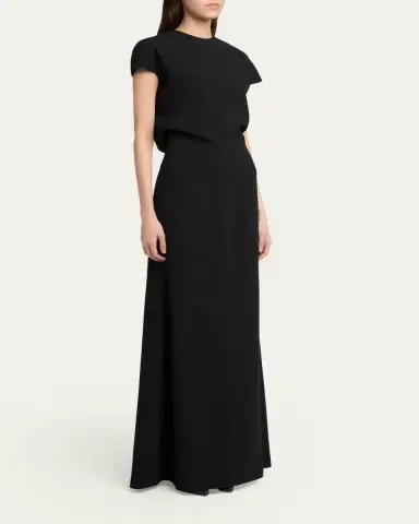 Jil Sander Open Back Short-Sleeve Long Wool Dress | Thumbnail 4 Jil Sander Open Back Short-Sleeve Long Wool Dress | Thumbnail 4