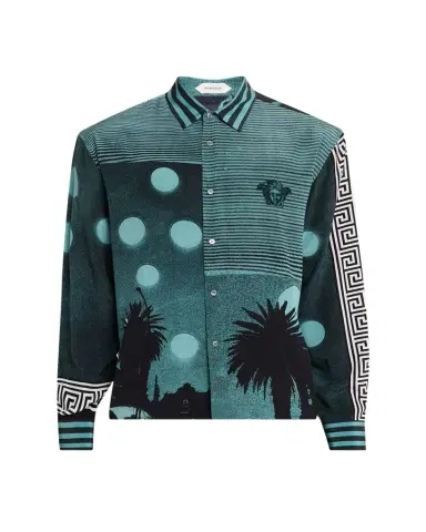Versace Men's Sunset Palms Silk Crepe De Chine Shirt | Thumbnail 1