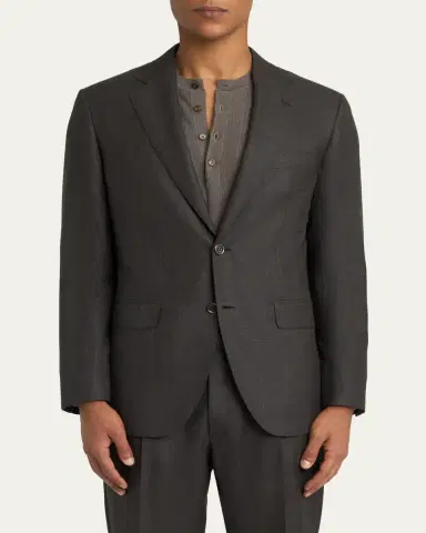 Brioni Men's Wool and Silk Sharkskin Two-Piece Suit | Thumbnail 4