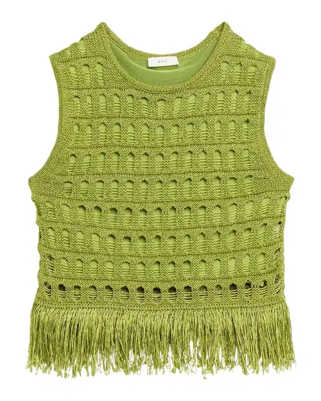 A.L.C. Esme Open-Knit Fringe Top