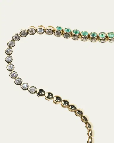 TYPE JEWELRY TUBBO SIDEWAY Diamond and Emerald Tennis Necklace | Thumbnail 2