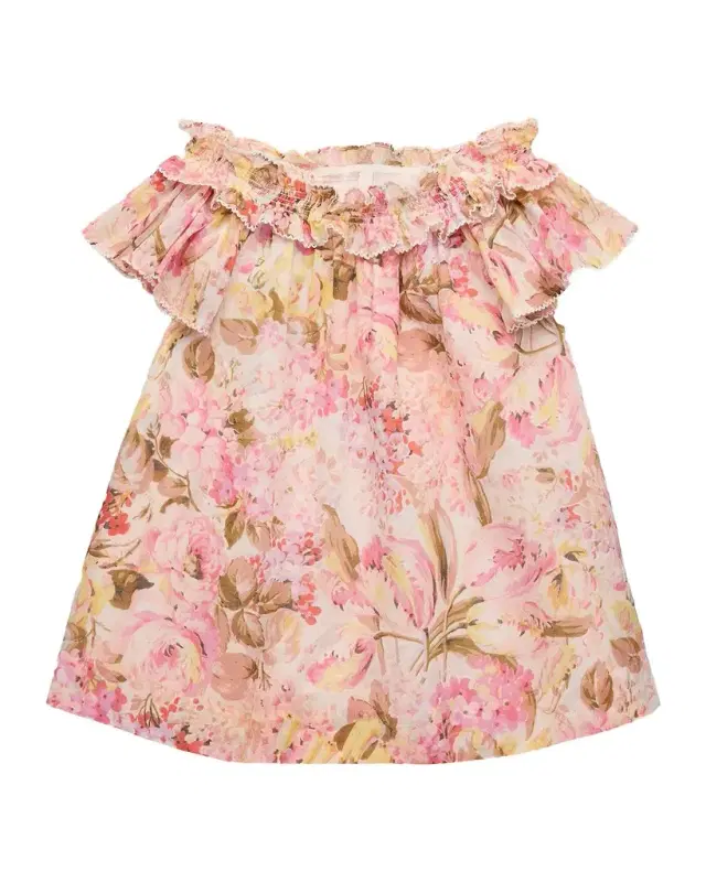 Zimmermann Girl 's Solstice Shirred Cotton Dress, Size 1-12