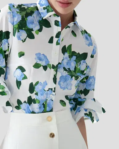 Carolina Herrera Tiered Ruffle Sleeve Button-Down Shirt | Thumbnail 3 Carolina Herrera Tiered Ruffle Sleeve Button-Down Shirt | Thumbnail 3